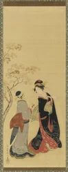 Beauty of the Seasons - Jesień, Edo Edo, koniec XVIII - początek XIX wieku (tusz, kolor i złoto na jedwabiu)